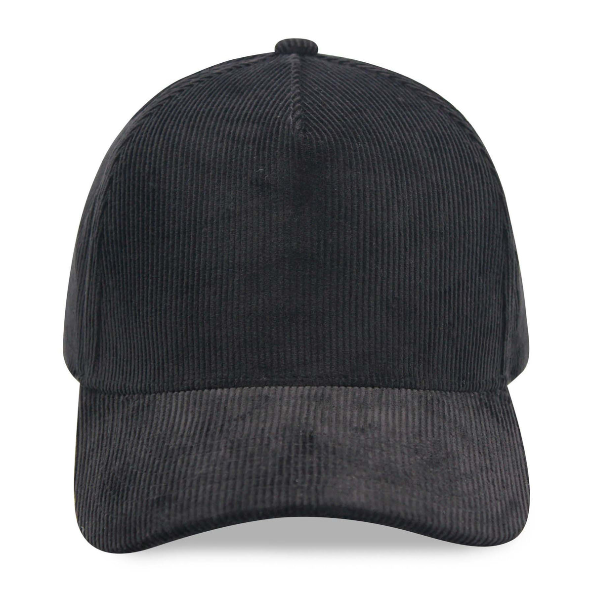 Black corduroy cap on a white background