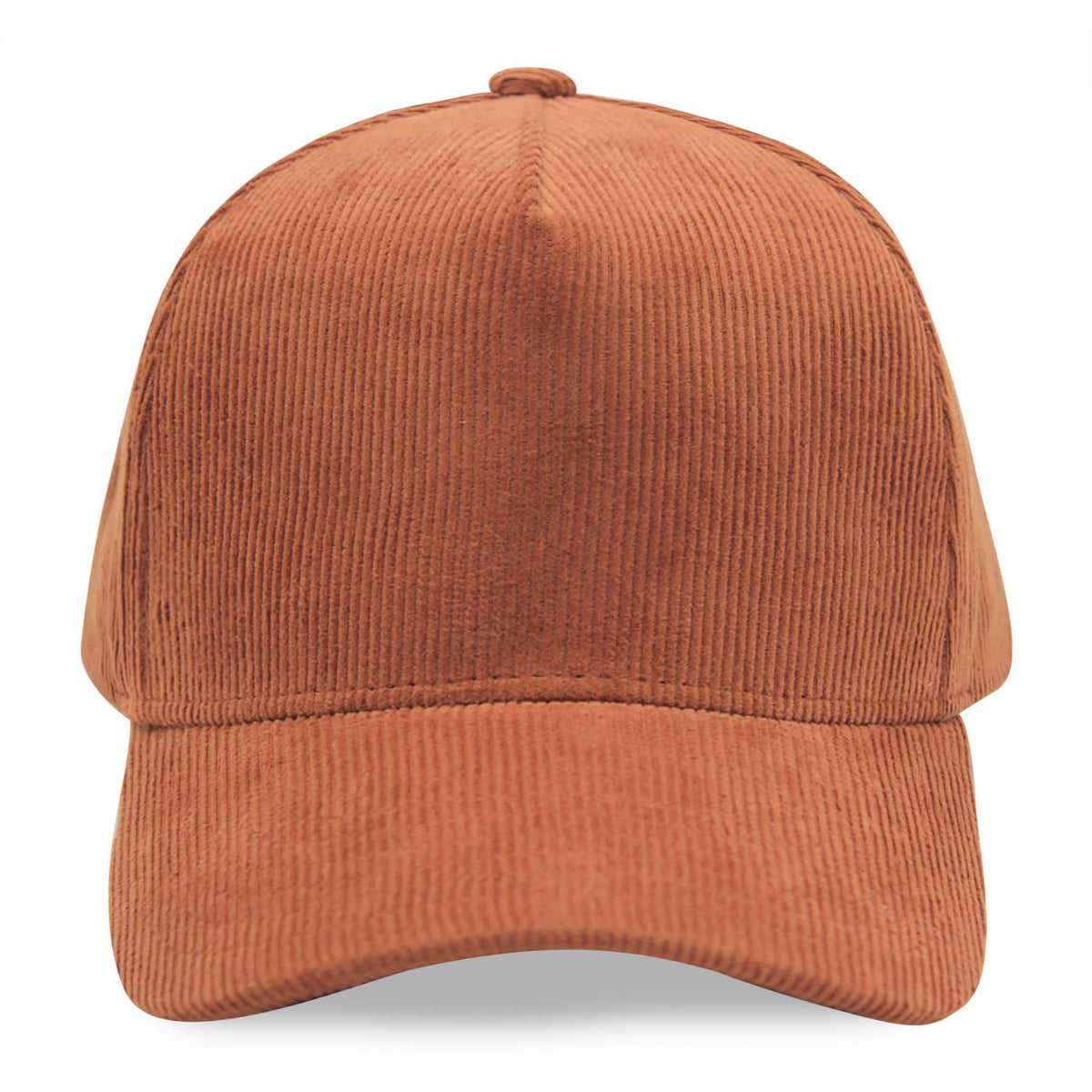 Brown corduroy cap on a white background