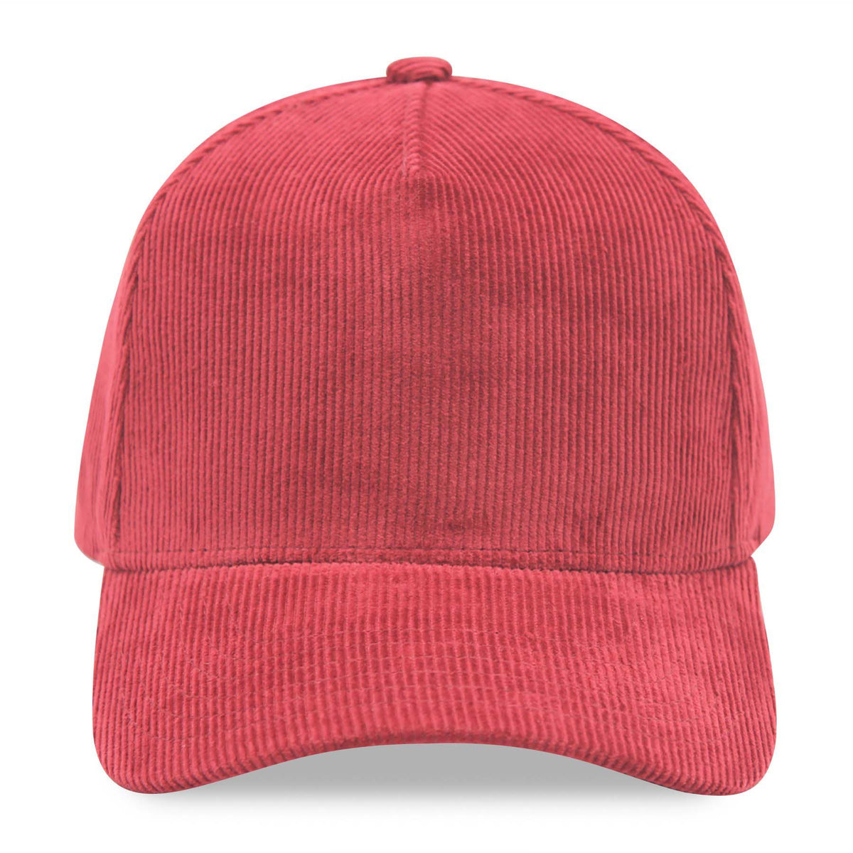 Burgundy corduroy cap on a white background