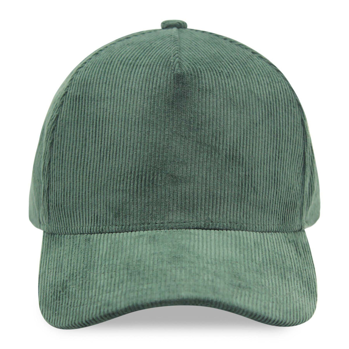 Forest green corduroy cap on a white background