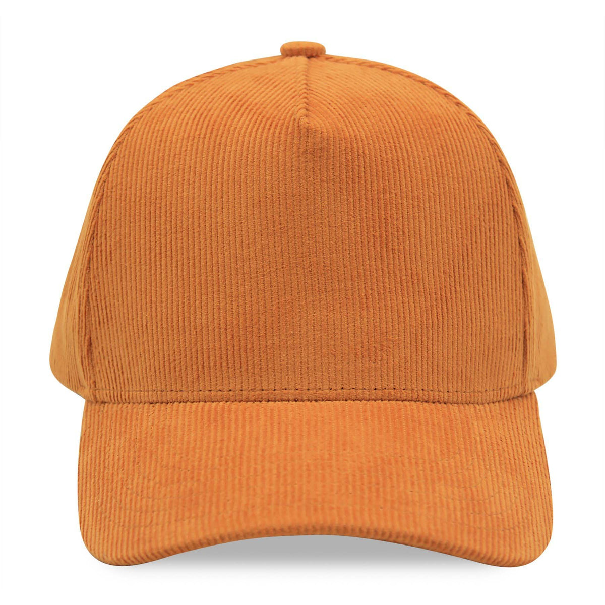 Mustard corduroy cap on a white background