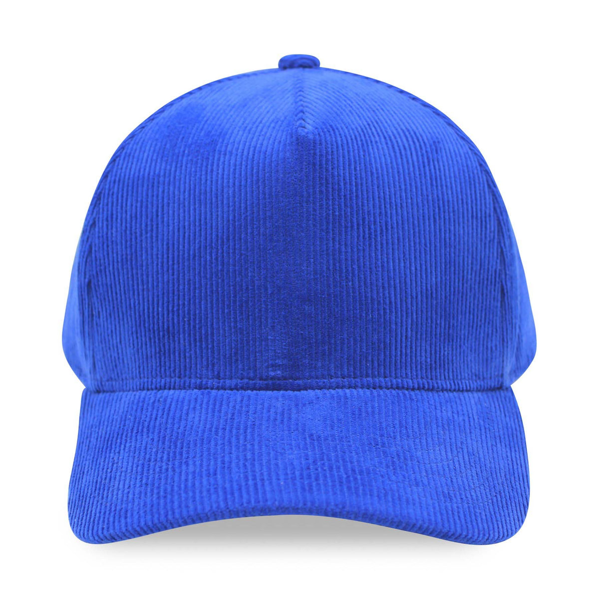 Royal blue corduroy cap on a white background