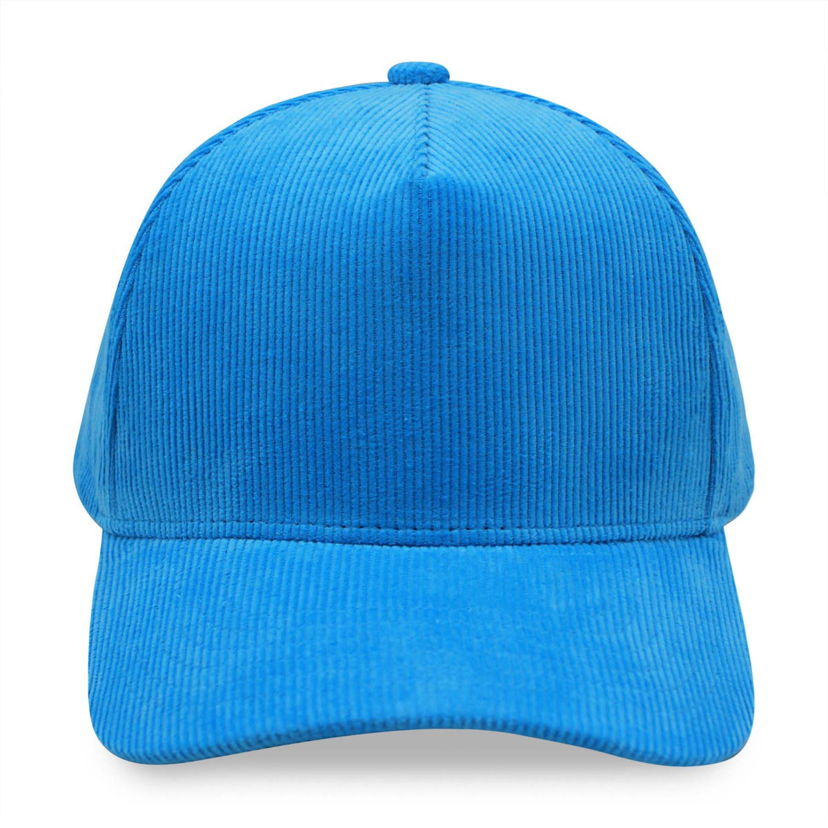 Sky blue corduroy cap on a white background