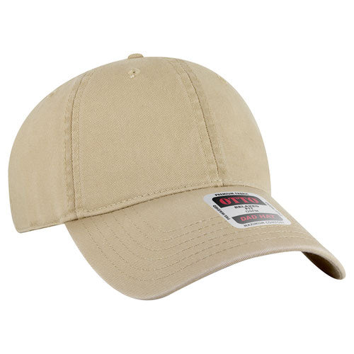 Khaki low-profile dad hat on a solid white background.
