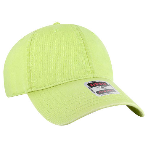 Neon Green low-profile dad hat on a solid white background.