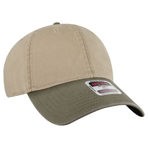 Olive and Khaki low-profile dad hat on a solid white background.