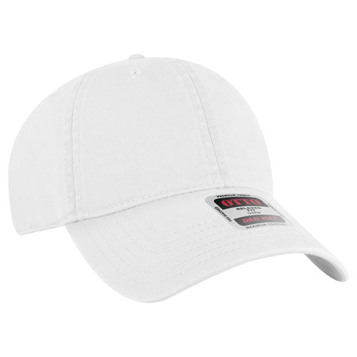 White low-profile dad hat on a solid white background.