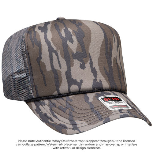 Bottomland high-crown mesh trucker hat on a solid white background.
