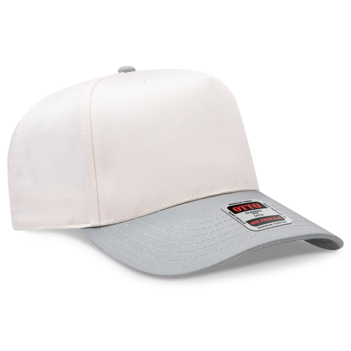 Two-tone cap with a brand logo on a white background