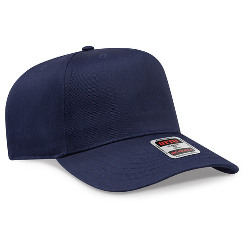 Navy blue cap with a brand label on a white background